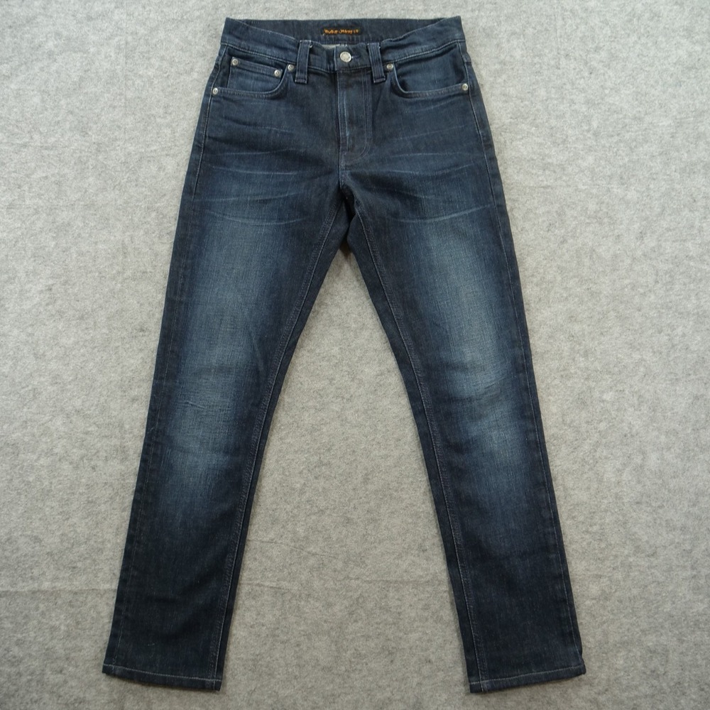 Nudie Jeans Mens 28 Blue Lean Dean Slim Straight Leg Mid Rise Organic